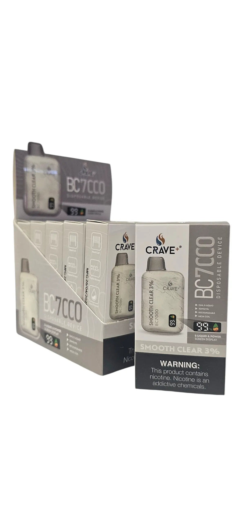 Crave BC7000 7K Puff Vape – Mesh Coil, LED Puff/Battery Screen Crave
