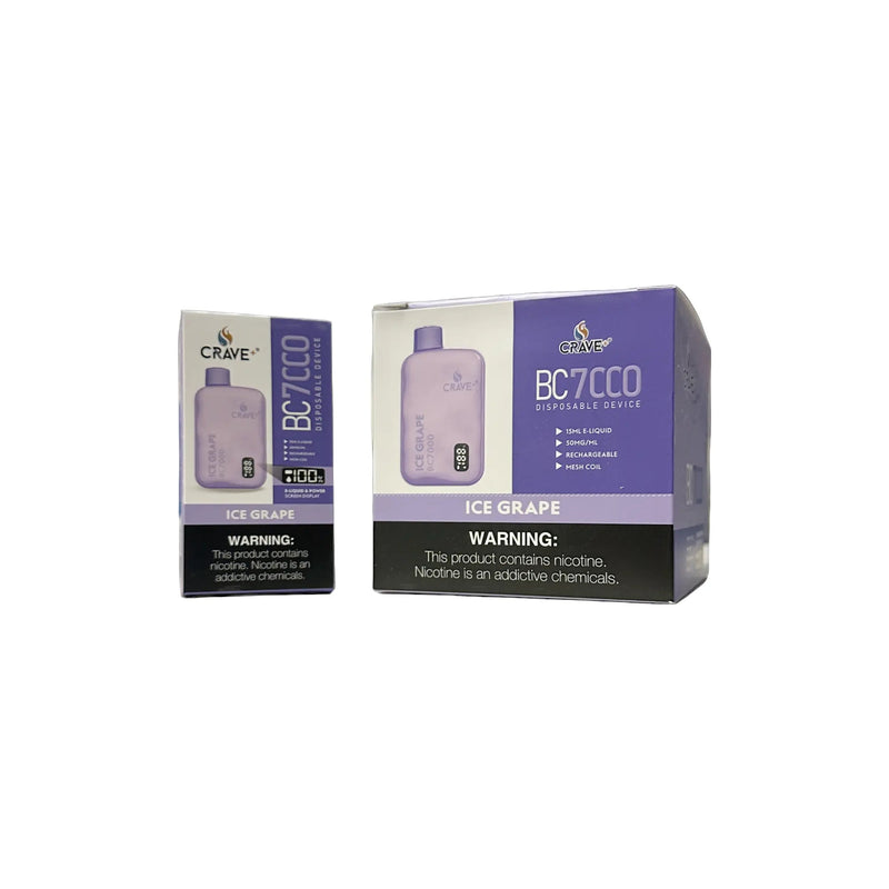 Crave BC7000 Puffs (BOX DEAL) - VSZN, Crave BC7000 (BOX DEAL) Crave, crave bc7000 classic clear, classic clear crave max, crave max classic clear, crave max bc7000 classic clear, crave max bc7000 ice grape, ice grape crave max BC7000