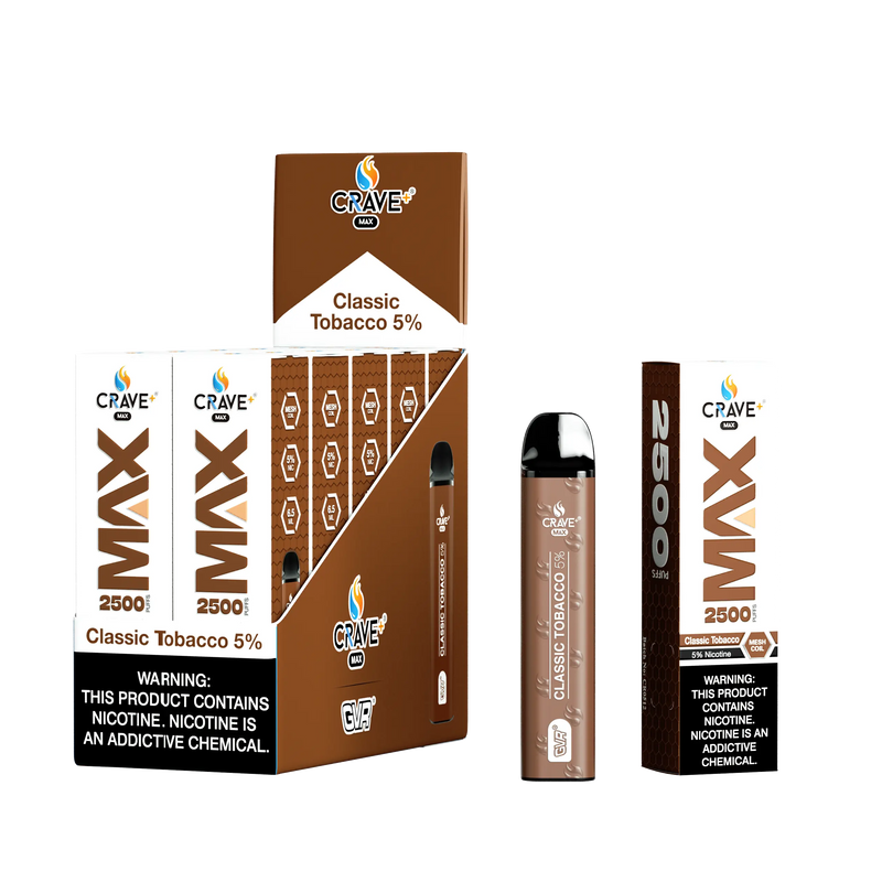 Crave Max 2500 (BOX DEAL) Classic Tobacco 5% Crave