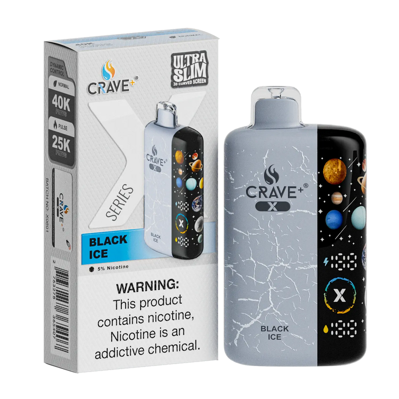Crave X – Ultra Slim 40K / 25K Puffs Crave, crave x black ice, crave x millyz, millyz crave x vape, millyz vape crave, crave vape millyz, rave x millyz, crave ultra slim vape millyz