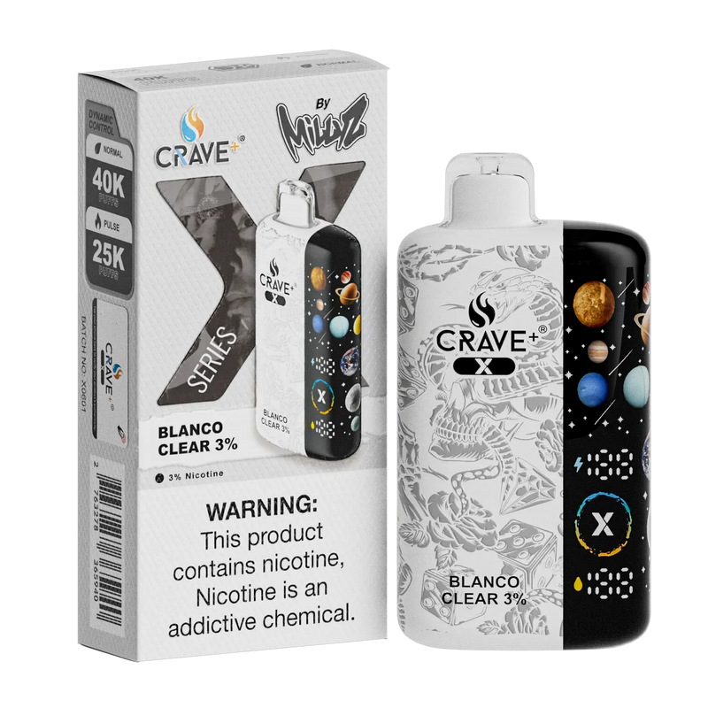 Crave X – Ultra Slim 40K / 25K Puffs Crave, crave x blanco clear, crave x millyz, millyz crave x vape, millyz vape crave, crave vape millyz, rave x millyz, crave ultra slim vape millyz