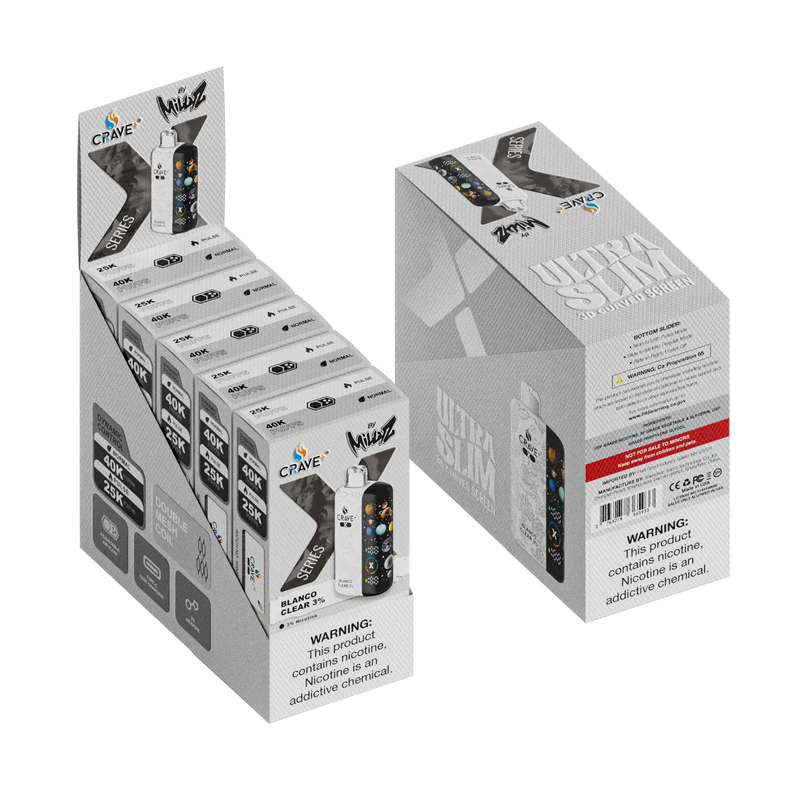 Crave X – Ultra Slim 40K / 25K Puffs (BOX DEAL) Crave, Crave X – Ultra Slim 40K / 25K Puffs Crave, crave x blanco clear, crave x millyz, millyz crave x vape, millyz vape crave, crave vape millyz, rave x millyz, crave ultra slim vape millyz