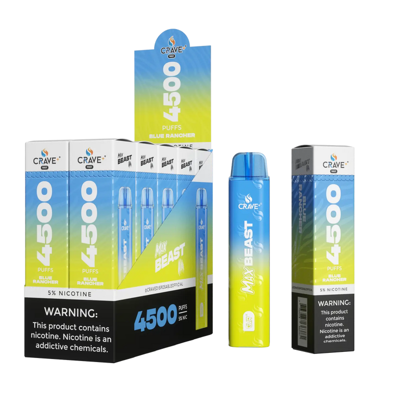 Crave Max Beast 4500 (BOX DEAL) Crave, crave max beast blue rancher