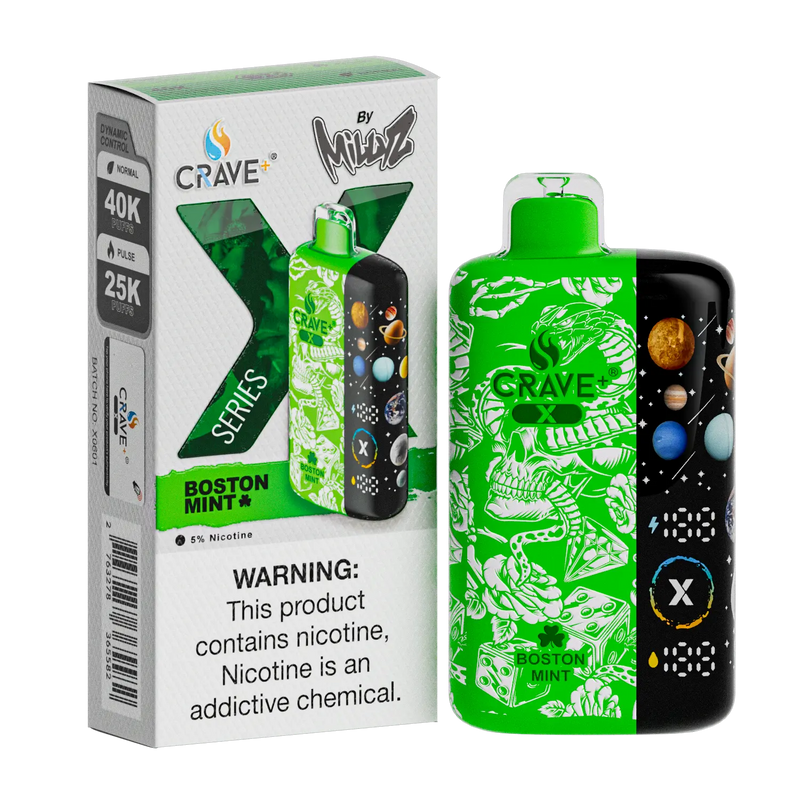 Crave X – Ultra Slim 40K / 25K Puffs Crave, crave x millyz, millyz crave x vape, millyz vape crave, crave vape millyz, rave x millyz, crave ultra slim vape millyz, crave x boston mint, crave boston mint vape