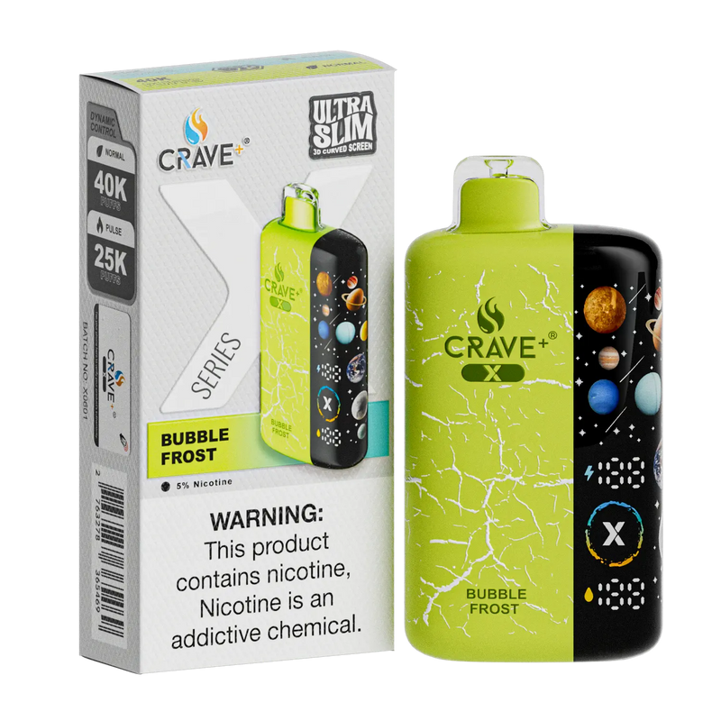 Crave X – Ultra Slim 40K / 25K Puffs Crave, crave x millyz, millyz crave x vape, millyz vape crave, crave vape millyz, rave x millyz, crave ultra slim vape millyz, crave x bubble frost