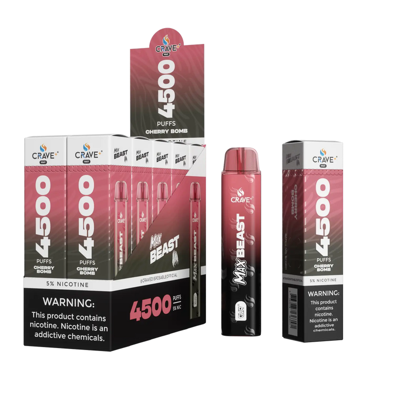 Crave Max Beast 4500 (BOX DEAL) Crave, crave max beast cherry bomb