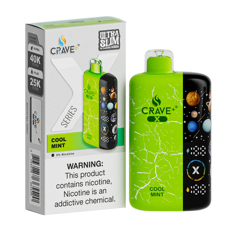 Crave X – Ultra Slim 40K / 25K Puffs Crave, crave x millyz, millyz crave x vape, millyz vape crave, crave vape millyz, rave x millyz, crave ultra slim vape millyz, crave x cool mint
