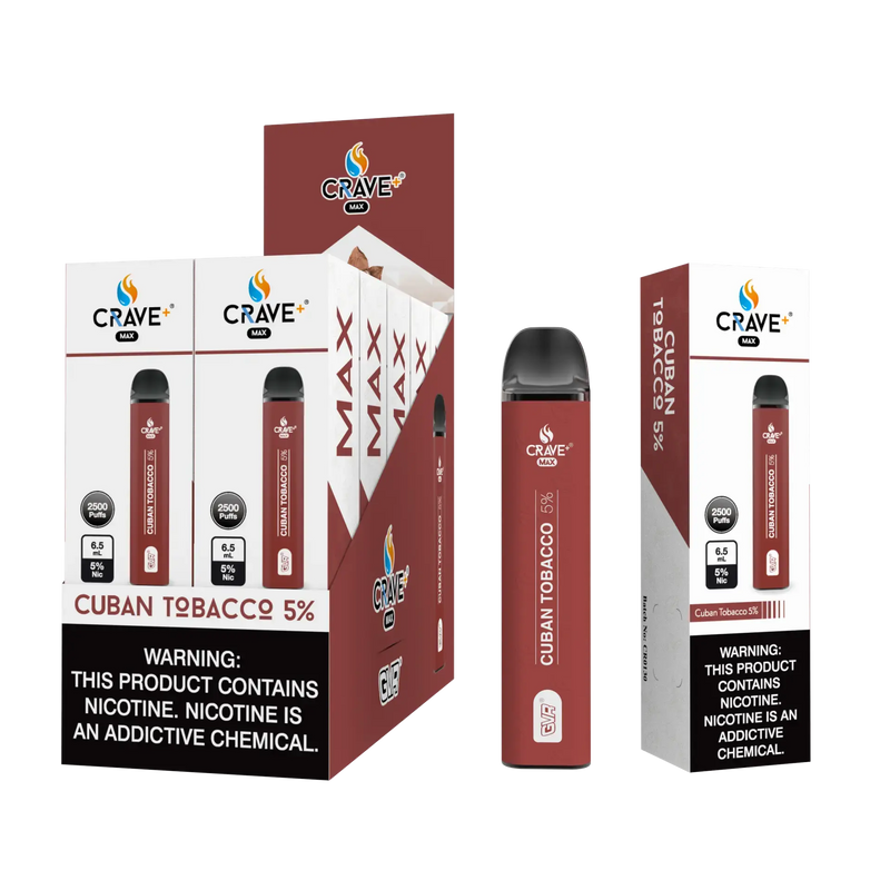 Crave Max 2500 (BOX DEAL) Cuban Tobacco 3% Crave