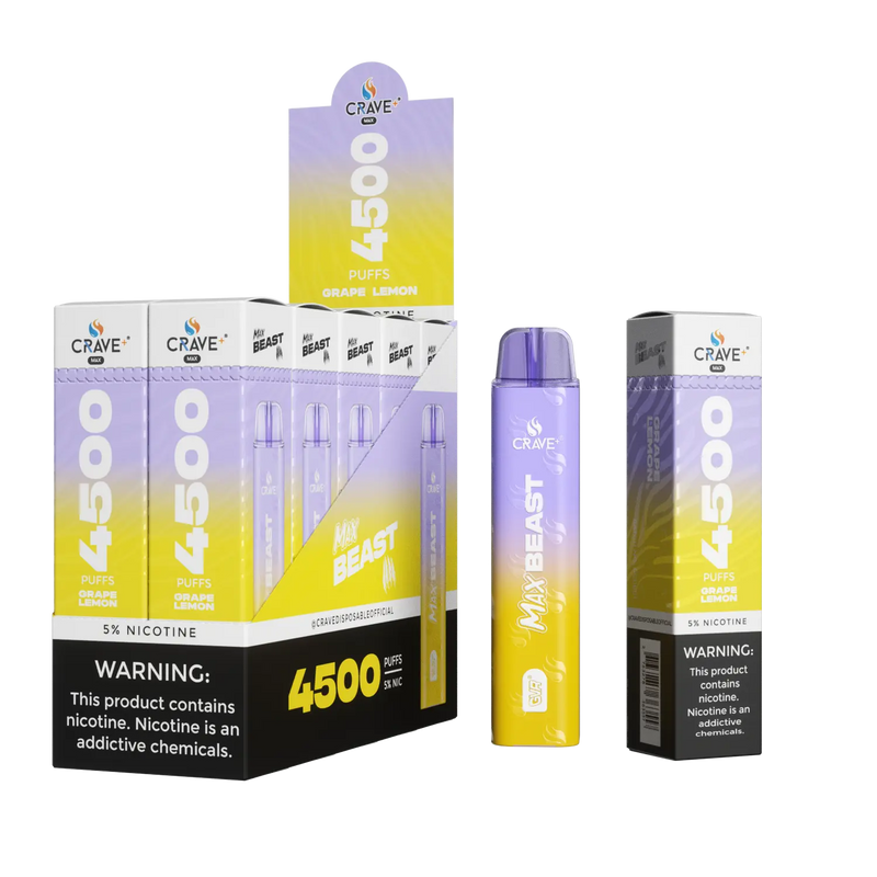 Crave Max Beast 4500 (BOX DEAL) Crave, crave max beast grape lemon
