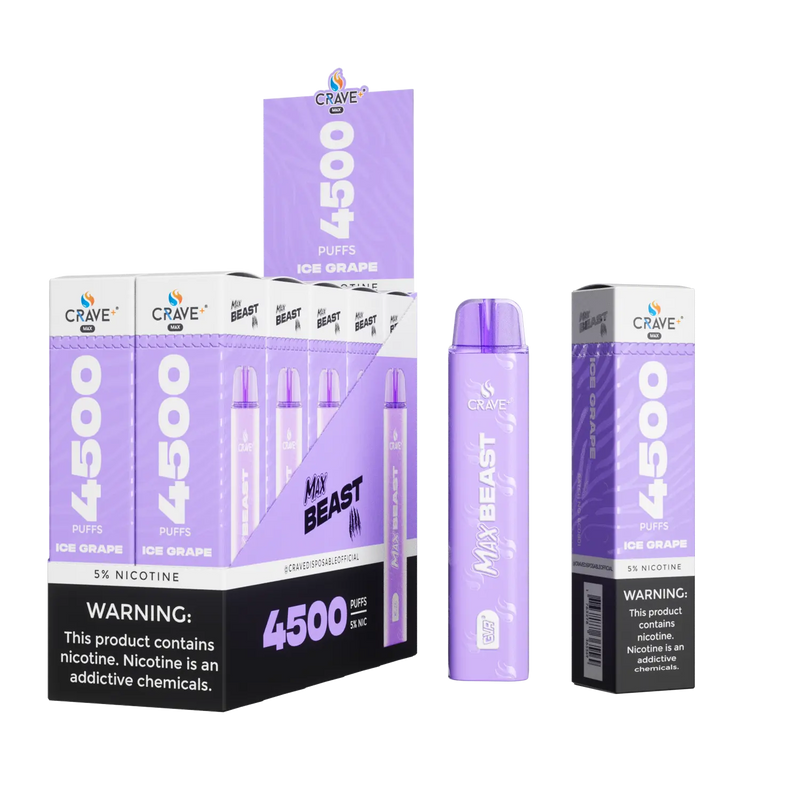 Crave Max Beast 4500 Puffs (BOX DEAL) - VSZN, crave max beast ice grape