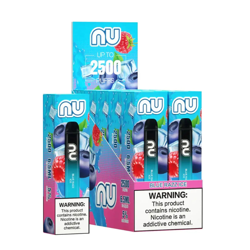 NU 2500 (BOX DEAL) NU, NU Disposable Vapes, NU Disposable Vapes VapeSzn, NU Disposable Vape Blue Razz Ice, Buy NU Disposable Vapes, NU Disposable Vapes Online, NU Disposable Vape Flavors.