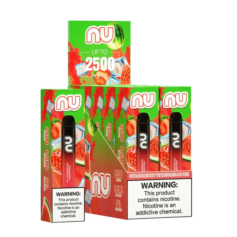 NU 2500 (BOX DEAL) NU, NU Disposable Vapes, NU Disposable Vapes VapeSzn, NU Disposable Vape Strawberry Watermelon Ice, Buy NU Disposable Vapes, NU Disposable Vapes Online, NU Disposable Vape Flavors.