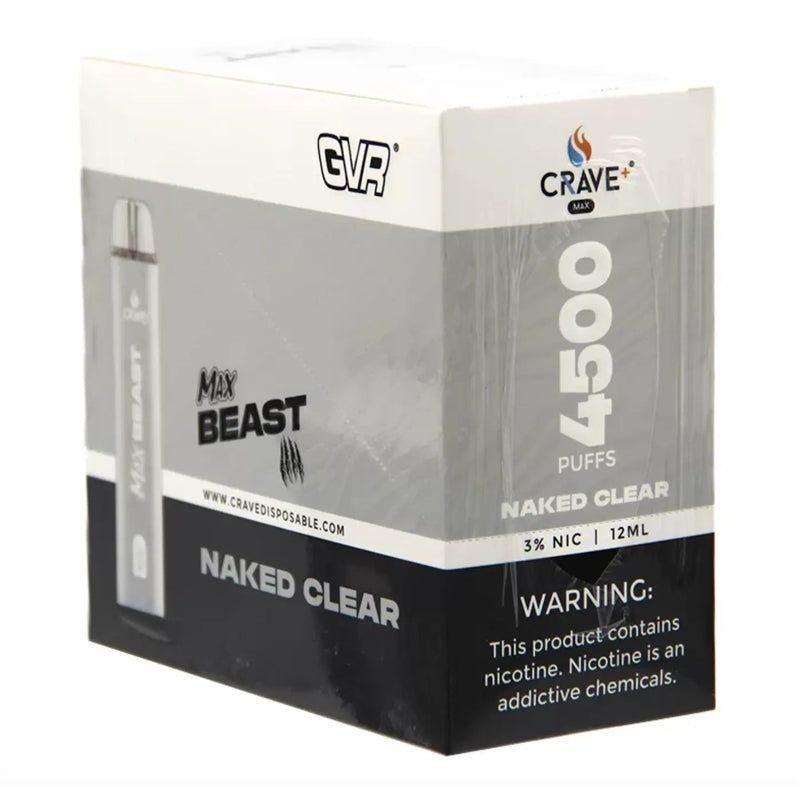 Crave Max Beast 4500 (BOX DEAL) Crave, crave max beast naked clear 3%