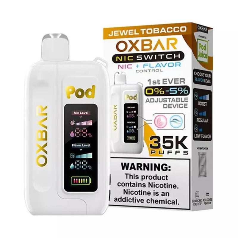 OXBAR x Pod Juice Nic Switch 35000 OXBAR X POD JUICE, oxbar jewel tobacco, jewel tobacco oxbar 