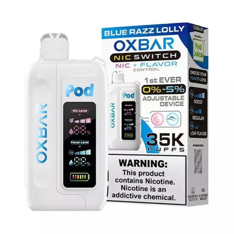 OXBAR x Pod Juice Nic Switch 35000 OXBAR X POD JUICE, oxbar  blue razz lolly, blue razz lolly oxbar 