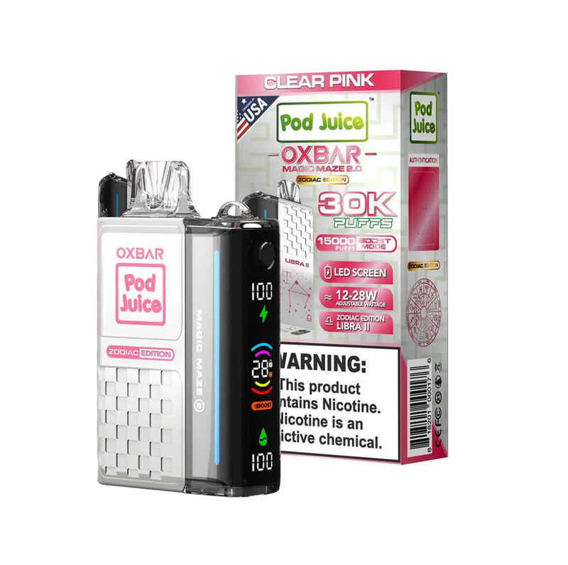 OXBAR x Pod Juice Magic Maze 30000 OXBAR X POD JUICE Vape Szn, oxbar clear pink