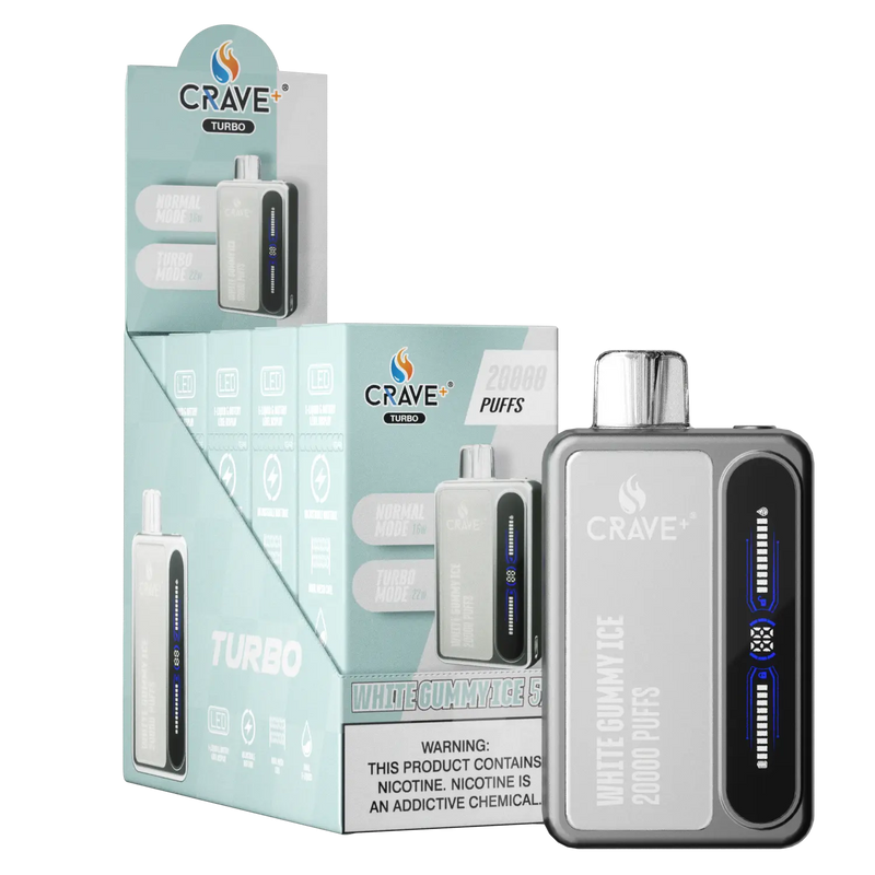 Crave Turbo 20000 (BOX DEAL) Crave, crave turbo white gummy ice